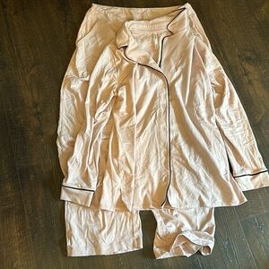 pink soma pajamas with black trim. women’s size medium.